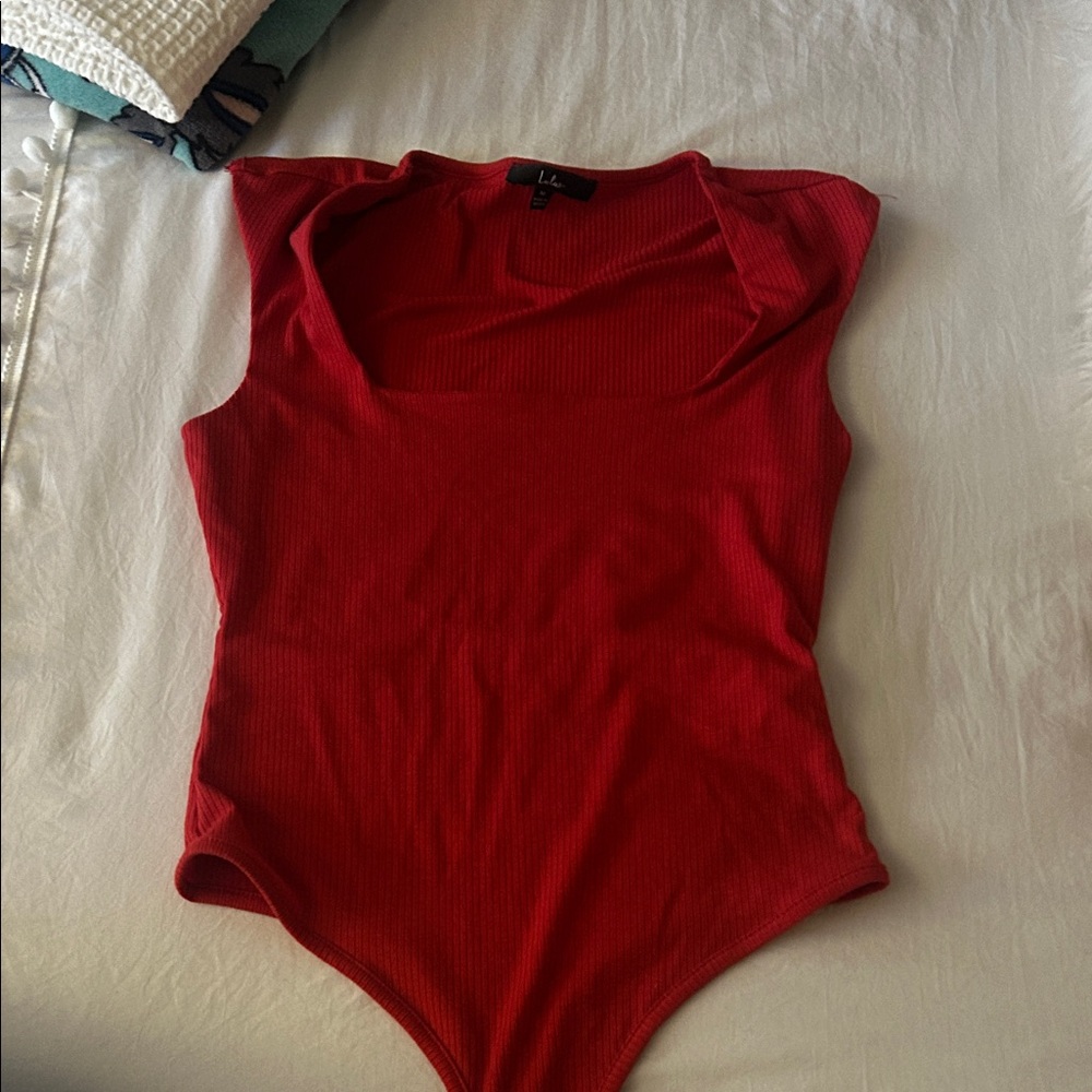 Lulu's Scarlet Ribbed Bodysuit